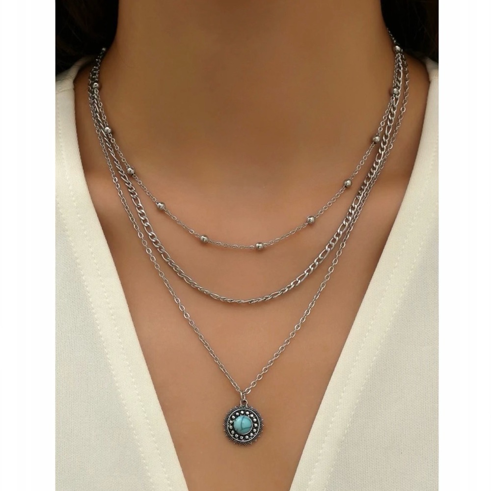 Silver Western Layered Necklace